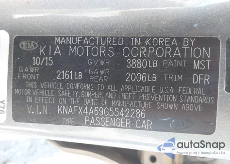 2016 Kia Forte Lx z USA, uszkodzony, nr VIN KNAFX4A69G5542286